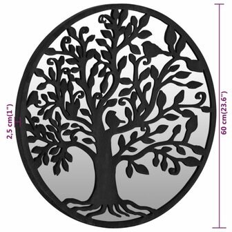 Spiegel rond 60x2,5 cm ijzer zwart 6