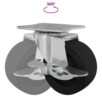 Zwenkwiel 2 pcs Zwart en zilver 50,7 x 50,7 x 24,4 mm IJs en nylon 9