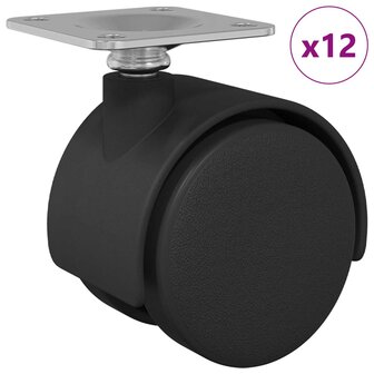 Zwenkwiel 12 pcs Zwart 39,5 x 39,5 x 37,8 mm Ijzer en PP 2