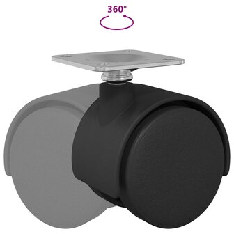 Zwenkwiel 12 pcs Zwart 39,5 x 39,5 x 37,8 mm Ijzer en PP 9