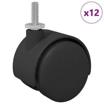 Zwenkwiel 12 pcs Zwart en Zilver 40,1 x 40,1 x 37,8 mm Ijzer en PP 2