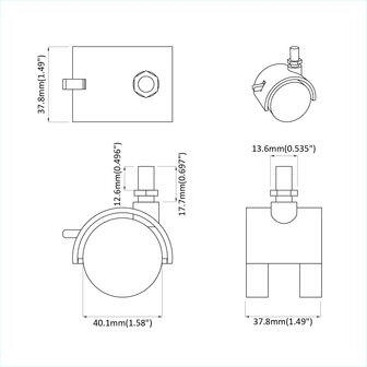 Zwenkwiel 12 pcs Zwart en Zilver 40,1 x 40,1 x 37,8 mm Ijzer en PP 9