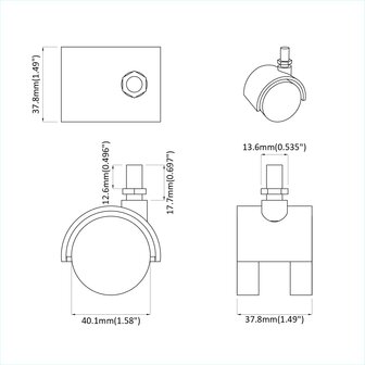 Wielen 12 pcs Zwart 40,1 x 37,8 mm PP en IJzer 9