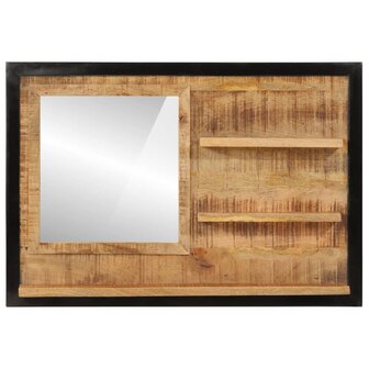 Spiegel met schappen 80x8x55 cm glas en massief mangohout 2
