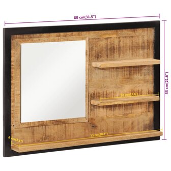 Spiegel met schappen 80x8x55 cm glas en massief mangohout 7