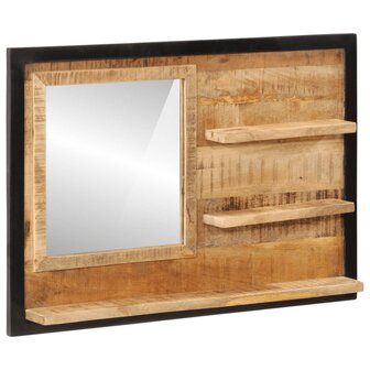Spiegel met schappen 80x8x55 cm glas en massief mangohout 8