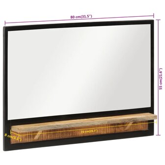 Spiegel met schap 80x8x55 cm glas en massief mangohout 7