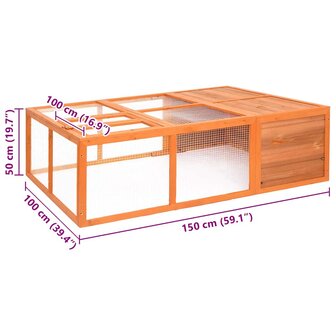 Dierenhok voor buiten 150x100x50 cm massief vurenhout 7