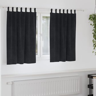 Verduisterende gordijnen 2 pcs Zwart 140 x 140 cm Fluweel 1