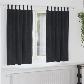 Verduisterende gordijnen 2 pcs Zwart 140 x 175 cm Fluweel 1
