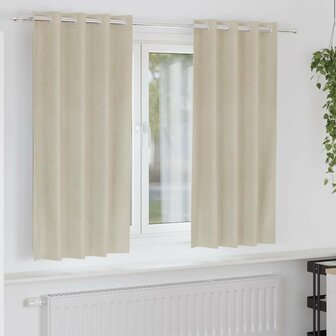 Verduisterende gordijnen 2 pcs Cr&egrave;me 140 x 175 cm Fluweel 1