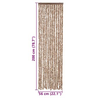 Vliegengordijn 56x200 cm chenille beige en donkerbruin 7