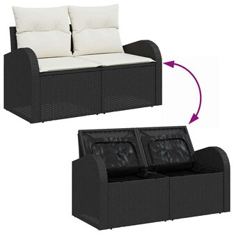 Bankstel met kussen met opslag 4 pcs Zwart en Wit poly rattan 9