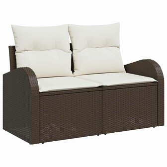 Bankstel met kussen met opslag 4 pcs Bruin en wit poly rattan 4