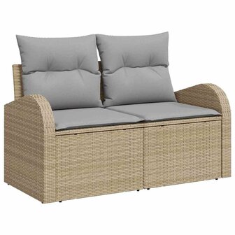 Bankstel met kussen 4 pcs Beige en Licht Grijs poly rattan 4