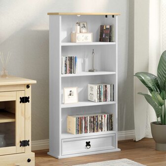 CD kast Wit 52 x 17.5 x 103 cm Massief grenenhout 1