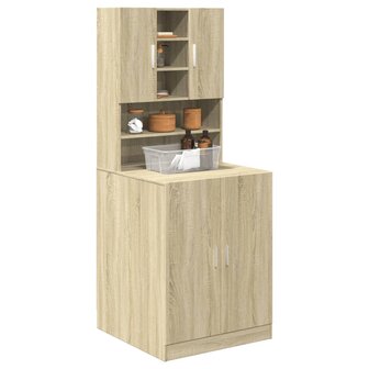 Wasmachinekasten 2 st bewerkt hout sonoma eikenkleurig 3