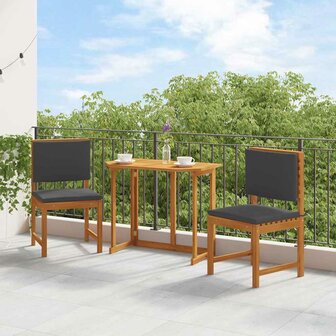 Tuinstoel met kussen 2 pcs Bruin Massief acaciahout 3