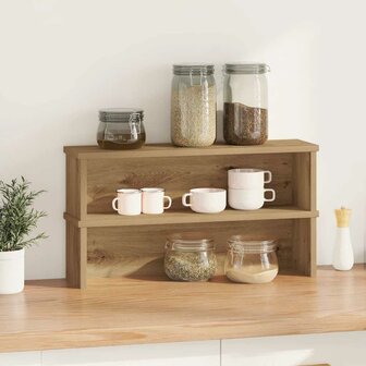 Keukenrekken stapelbaar 2 st 50x15x16 cm artisanaal eikenkleur 2