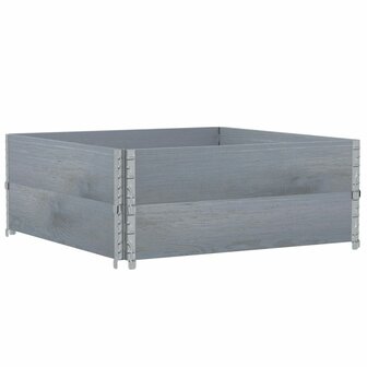 Palletopzetranden 2 st 100x100 cm massief grenenhout grijs 2