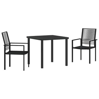 Tuin eettafelset 3 pcs Zwart Gepoedercoat staal 2