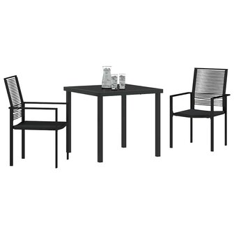 Tuin eettafelset 3 pcs Zwart Gepoedercoat staal 3