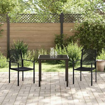 Tuin eettafelset 3 pcs Zwart Gepoedercoat staal 4