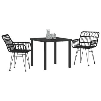Tuin eettafelset 3 pcs Zwart Gepoedercoat staal 3