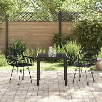 Tuin eettafelset 3 pcs Zwart Gepoedercoat staal 4