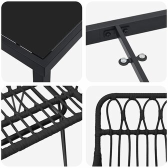 Tuin eettafelset 3 pcs Zwart Gepoedercoat staal 8