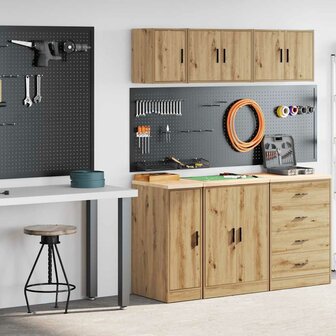 Garagekasten 2 st bewerkt hout ambachtelijk eikenhout 1