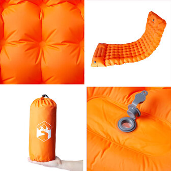 Kampeermatras met kussen zelfopblazend 1-persoons oranje 5