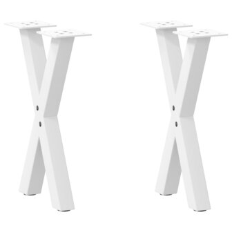 Salontafelpoten 2 st X-vormig 38x(42-43) cm staal wit 1