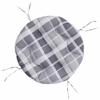 Zitkussen rond ruitpatroon &Oslash; 60x11 cm oxford stof grijs 2