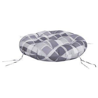 Zitkussen rond ruitpatroon &Oslash; 60x11 cm oxford stof grijs 4