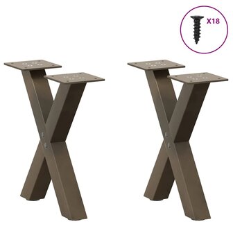 Salontafelpoten 2 st X-vormig 30x(30-31) cm staal naturel 3