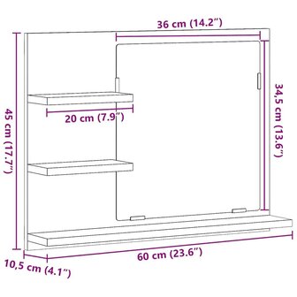 Badkamerspiegel 60x10,5x45 cm bewerkt hout sonoma eikenkleurig 7