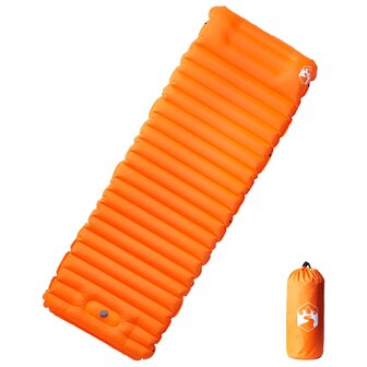 Kampeermatras met kussen zelfopblazend 1-persoons oranje 1