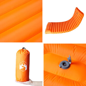 Kampeermatras met kussen zelfopblazend 1-persoons oranje 5