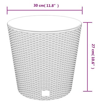 Plantenbak uitneembare bak rattan-look 15/15,3 L PP antraciet 7