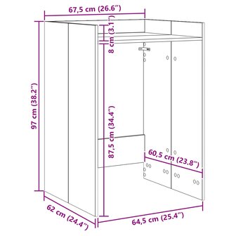 Wasmachinekast Oudhout 67,5 x 62 x 97 cm Bewerkt hout 9