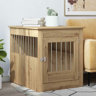 Hondenbench 64,5x80x71 cm bewerkt hout artisanaal eikenkleur 1