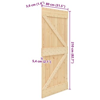 Deur NARVIK Naturel 80 x 210 cm Massief Grenenhout 10