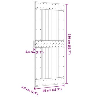 Deur NARVIK Naturel 85 x 210 cm Massief Grenenhout 9