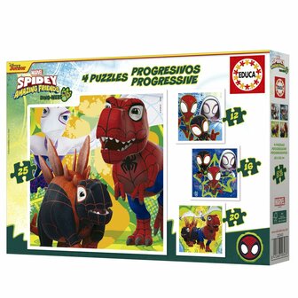 Set van 4 Puzzels Educa Dino Spidey 12 Onderdelen 16 Onderdelen 20 Onderdelen 25 Onderdelen (4 Stuks) 7