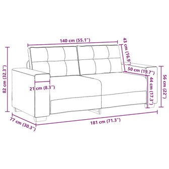 Loveseat Bank Wijnrood 180x77x82 cm Stof 9