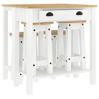 5-delige Barset massief grenenhout wit 2