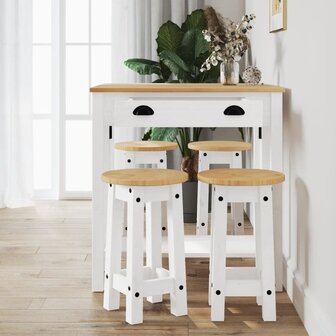 5-delige Barset massief grenenhout wit 3