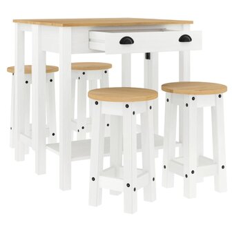 5-delige Barset massief grenenhout wit 4