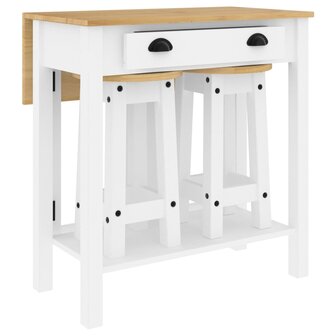 3-delige Barset massief grenenhout wit 2